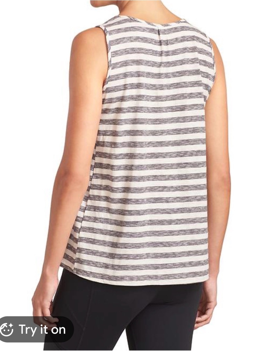 Athleta Gray and White Striped Sleeveless Tank